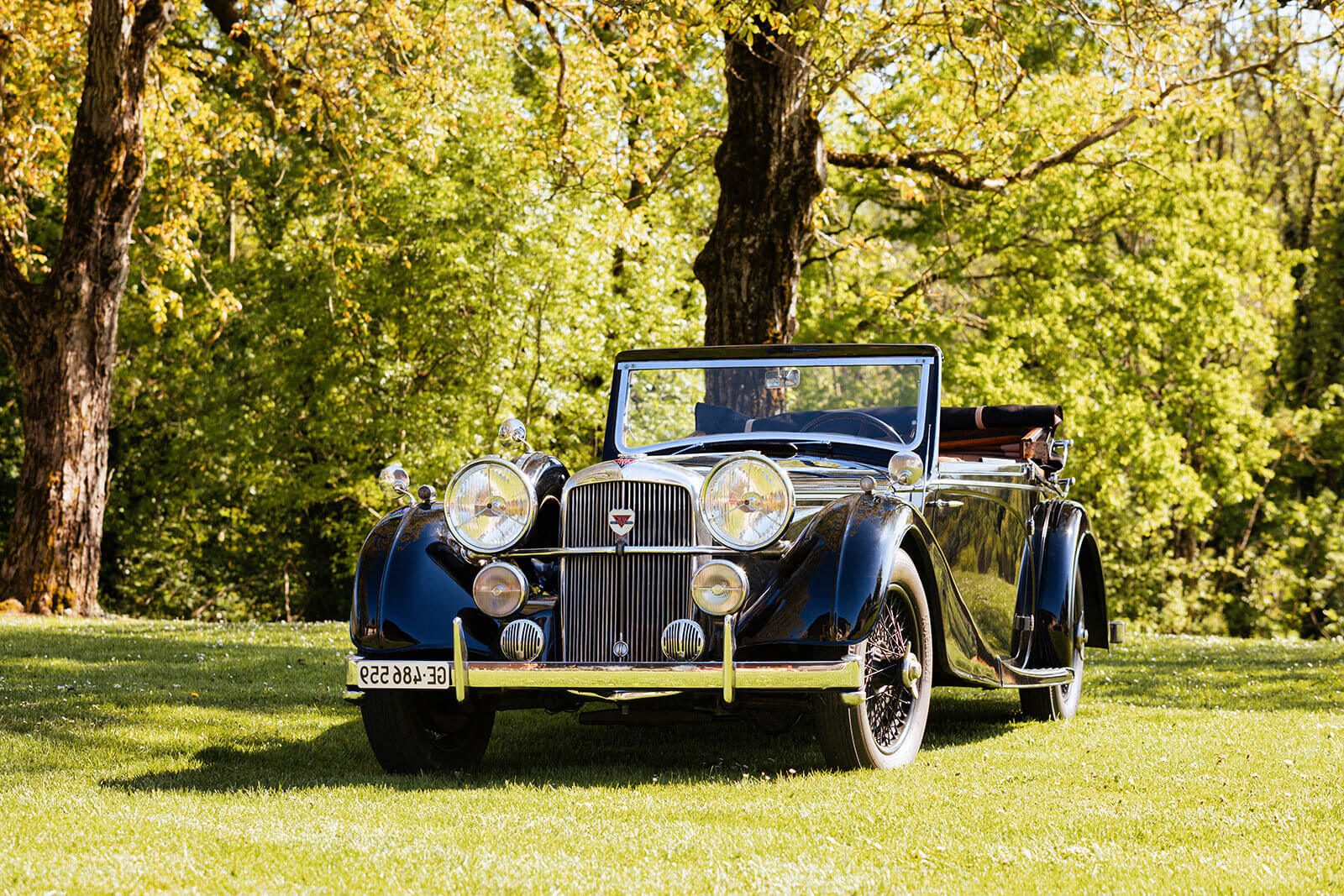 Alvis Speed 25 Charlesworth DHC 1937, voiture de collection à louer à Genève